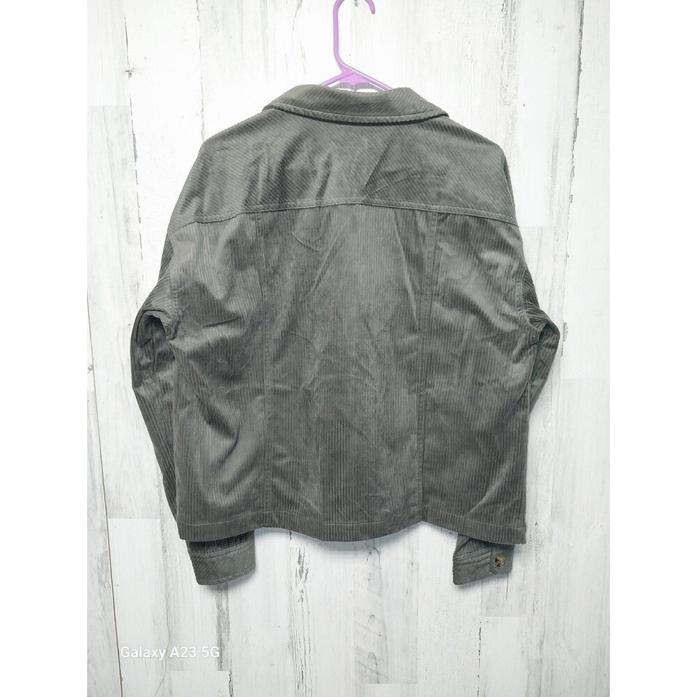 Democracy corduroy shirt jacket Green button front womens Large - Picture 5 of 7